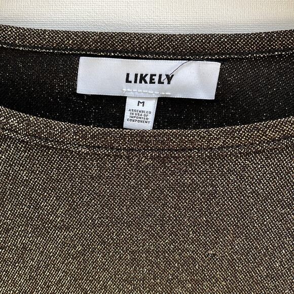 LIKELY Freya Gold Glitter Top Size M - Picture 3 of 8